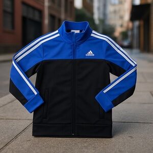 Adidas Boys Tricot Black and Blue Jacket